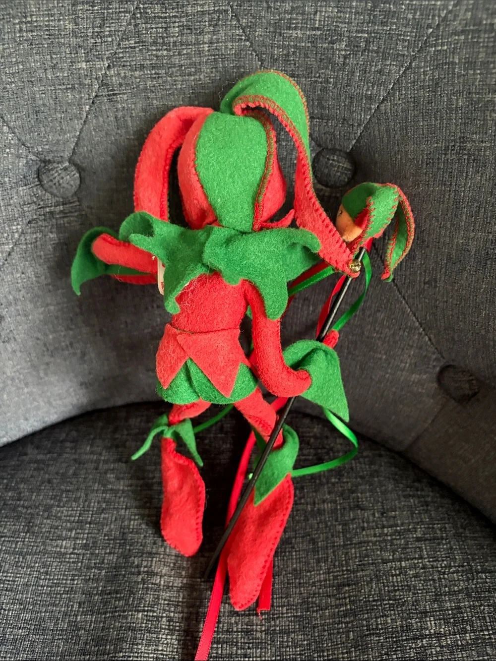 Annalee Red and Green Elf Marionette Doll
